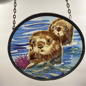 Sea Otter SunCatcher Stained Glass 1990 Glassmasters Jack Woodson Rare Sun Catch